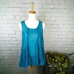 Live and Let Live Boho LaceTank Top Teal Size Small